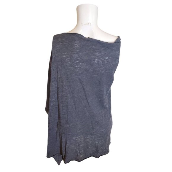 Fenini Slub Jersey Knit Poncho Asymmetric top High Low Top Gray One Size - Picture 5 of 6